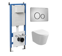 Комплект 3 в 1: Grossman инсталляция 900.K31.01.000+клавиша 700.K31.05.12M.12M хром сатиновый+унитаз GR-4477SQ