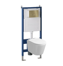 Комплект 3 в 1: Grossman инсталляция 900.K31.01.000+клавиша 700.K31.05.32M.32M золото сатиновый+унитаз GR-4477S