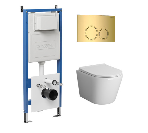 Комплект 3 в 1: Grossman инсталляция 900.K31.01.000+клавиша 700.K31.01.300.300 золото глянцевый+унитаз GR-4478S