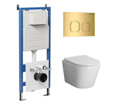 Комплект 3 в 1: Grossman инсталляция 900.K31.01.000+клавиша 700.K31.02.300.300 золото глянцевый+унитаз GR-4478S