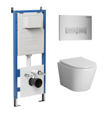 Комплект 3 в 1: Grossman инсталляция 900.K31.01.000+клавиша 700.K31.03.110.110 хром матовый+унитаз GR-4478S