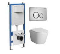 Комплект 3 в 1: Grossman инсталляция 900.K31.01.000+клавиша 700.K31.05.12M.12M хром сатиновый+унитаз GR-4478S