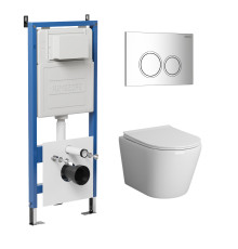 Комплект 3 в 1: Grossman инсталляция 900.K31.01.000+клавиша 700.K31.01.100.100 хром глянцевый+унитаз GR-4478BMS