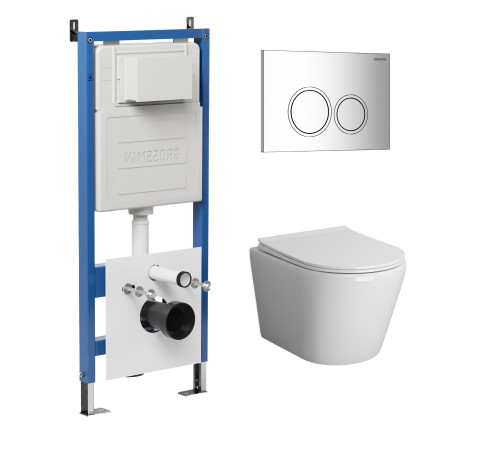 Комплект 3 в 1: Grossman инсталляция 900.K31.01.000+клавиша 700.K31.01.100.100 хром глянцевый+унитаз GR-4478BMS