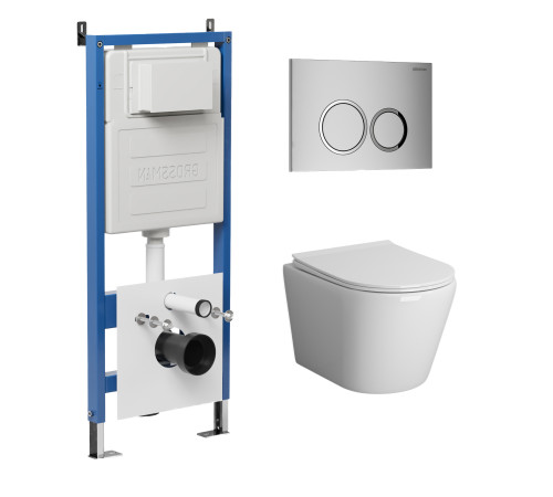 Комплект 3 в 1: Grossman инсталляция 900.K31.01.000+клавиша 700.K31.01.110.110 хром матовый+унитаз GR-4478BMS