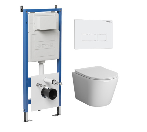 Комплект 3 в 1: Grossman инсталляция 900.K31.01.000+клавиша 700.K31.03.000.000 белый+унитаз GR-4478SQ