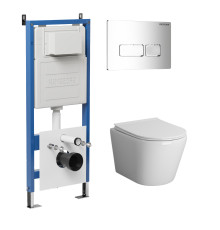 Комплект 3 в 1: Grossman инсталляция 900.K31.01.000+клавиша 700.K31.03.100.100 хром глянцевый+унитаз GR-4478BMS