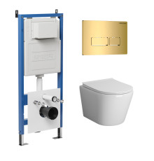 Комплект 3 в 1: Grossman инсталляция 900.K31.01.000+клавиша 700.K31.03.300.300 золото глянцевый+унитаз GR-4478BMS