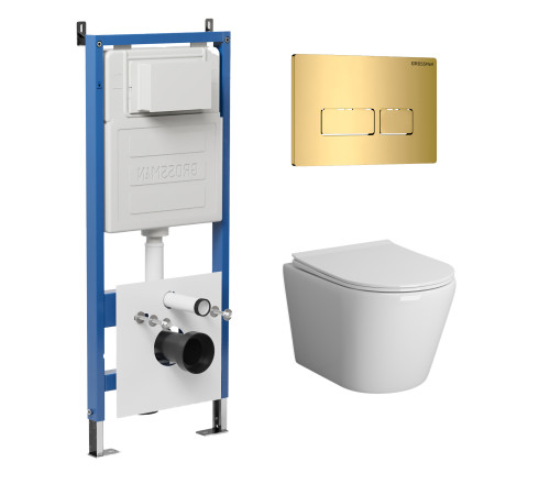 Комплект 3 в 1: Grossman инсталляция 900.K31.01.000+клавиша 700.K31.03.300.300 золото глянцевый+унитаз GR-4478BMS