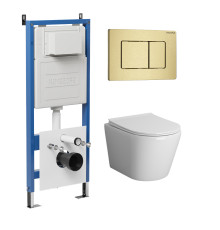 Комплект 3 в 1: Grossman инсталляция 900.K31.01.000+клавиша 700.K31.04.32M.32M золото сатиновый+унитаз GR-4478BMS