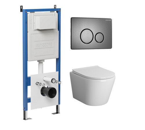 Комплект 3 в 1: Grossman инсталляция 900.K31.01.000+клавиша 700.K31.05.42M.42M графит сатиновый+унитаз GR-4478BMS