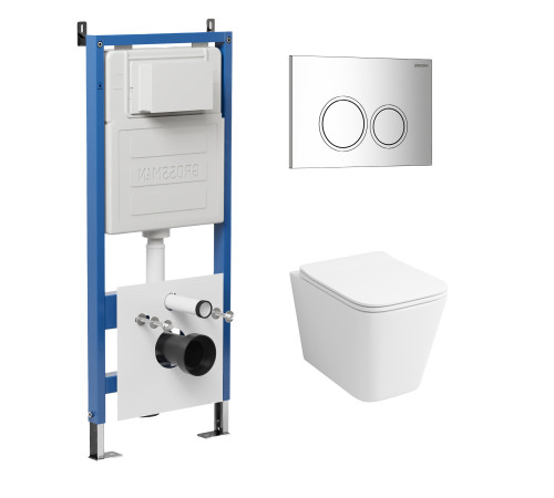 Комплект 3 в 1: Grossman инсталляция 900.K31.01.000+клавиша 700.K31.01.100.100 хром глянцевый+унитаз GR-4479SQ