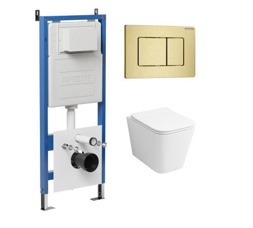 Комплект 3 в 1: Grossman инсталляция 900.K31.01.000+клавиша 700.K31.04.32M.32M золото сатиновый+унитаз GR-4479SQ