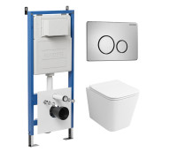 Комплект 3 в 1: Grossman инсталляция 900.K31.01.000+клавиша 700.K31.05.12M.12M хром сатиновый+унитаз GR-4479SQ