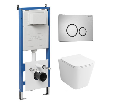 Комплект 3 в 1: Grossman инсталляция 900.K31.01.000+клавиша 700.K31.05.12M.12M хром сатиновый+унитаз GR-4479SQ