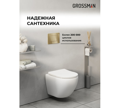 Комплект 2 в 1: Grossman инсталляция Classic 900.K31.01.000+клавиша смыва 700.K31.04.30M.30M золото глянцевый