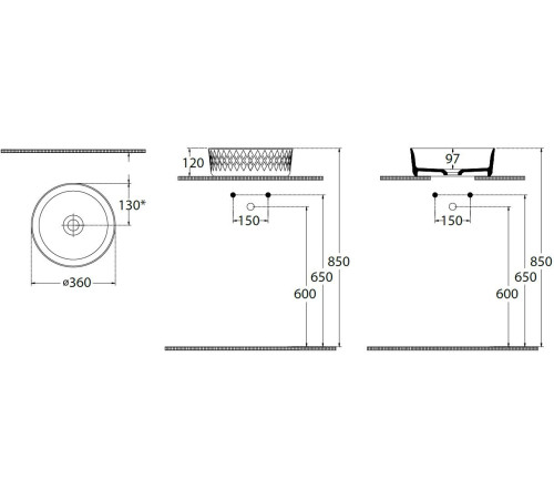 Раковина накладная Allen Brau Fantasy Romb 36 4.11033.BD бордо
