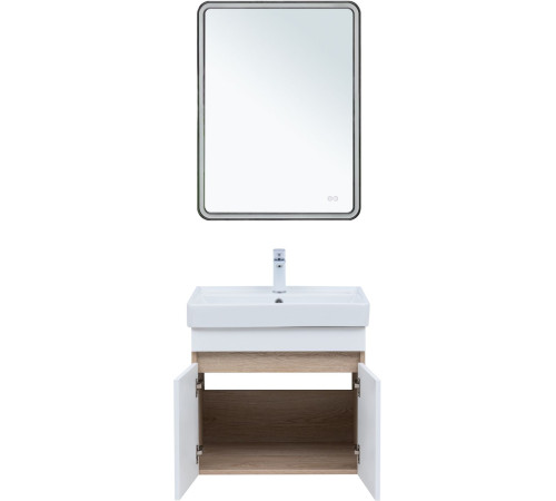 Тумба под раковину Aquanet Оптима 60 дуб светлый/белый сатин