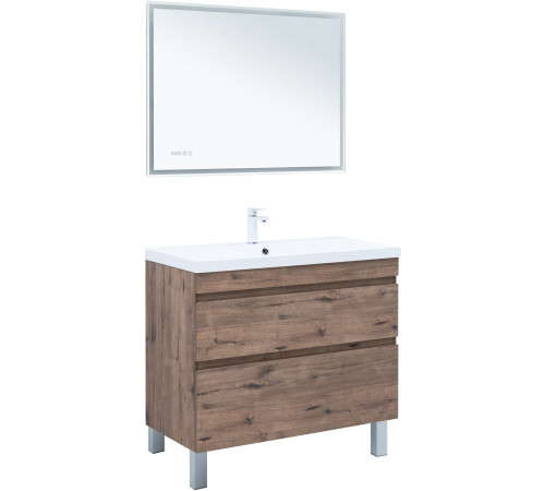 Тумба под раковину Aquanet Нота New 100 напольная, дуб веллингтон табак