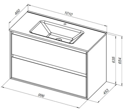Тумба под раковину Aquanet Милан 100 дуб светлый
