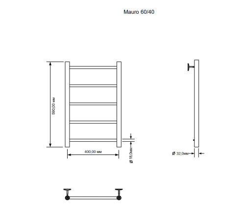 Полотенцесушитель электрический Aquanet Mauro 60х40 Тэн справа