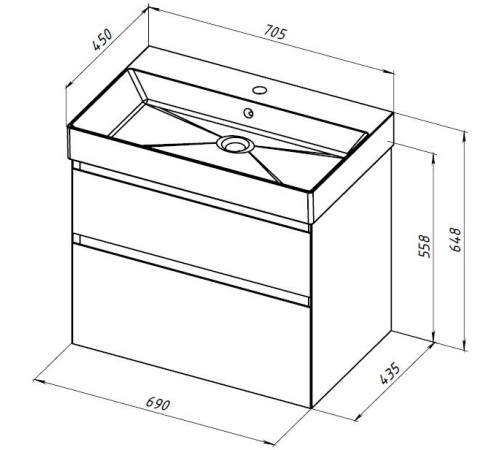 Тумба под раковину Allen Brau Infinity 70 1.210025.PWM платина матовый