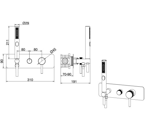 Смеситель для душа Allen Brau Priority 5.31009-31 (с внутренней частью, 2 хода) черный матовый