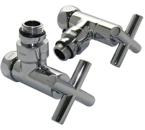 Вентиль для полотенцесушителя Aquanet 3/4" x 1/2"г/ш, угловой крест, отражатель SMT8200SCH0405/2C