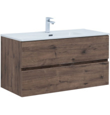Тумба под раковину Aquanet Алвита New 100 2 ящика, дуб веллингтон табак