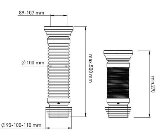 Гибкая подводка для выпуска унитаза Aquanet