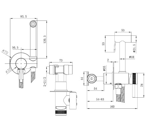 Смеситель с гигиеническим душем Allen Brau Priority 5.31A29-MG (с внутренней частью) графит браш