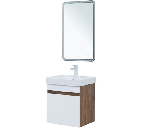 Тумба под раковину Aquanet Оптима 50 дуб рустикальный/белый сатин