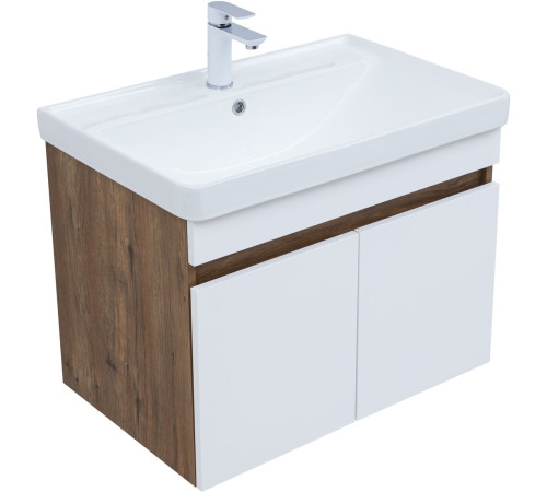 Тумба под раковину Aquanet Оптима 80 дуб рустикальный/белый сатин