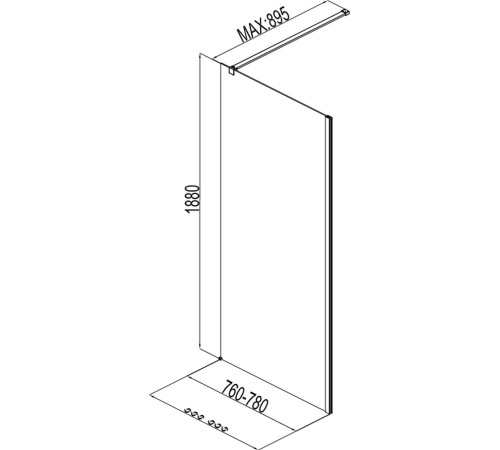 Боковая стенка Aquanet Cinetic AE12-F-80H190U-CT 800, прозрачное стекло