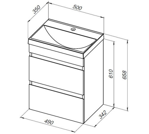 Тумба под раковину Aquanet Нота New 50 дуб веллингтон табак