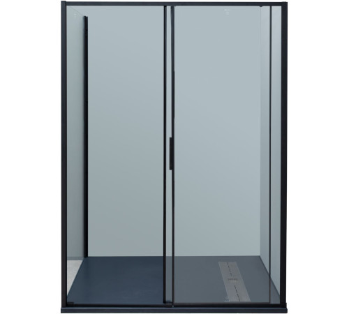 Боковая стенка Aquanet Pleasure Evo 800 AE65-F80-BT профиль черный, прозрачное стекло