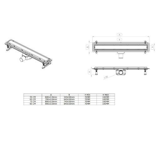 Душевой лоток Allen Brau Infinity 9.50006.SS 850 мм