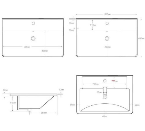 Раковина Aquanet Ирис 80 белая