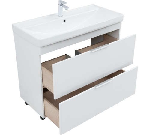 Тумба под раковину Aquanet Ирис New 100 напольная, белый глянец