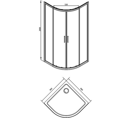 Душевой уголок Aquanet Practic AE10-Q-90x90U-CP 900x900, прозрачное, матовое стекло