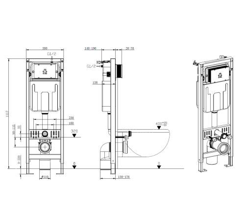 Инсталляция для унитаза Allen Brau Pneumatic Slim 9.11102.20