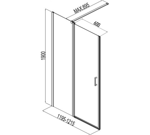 Душевая дверь Aquanet Cinetic AE12-N-120H190U-CT 1200, прозрачное стекло