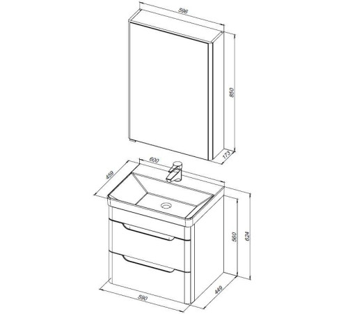 Мебель для ванной Aquanet София 60 белый глянец (2 ящика)