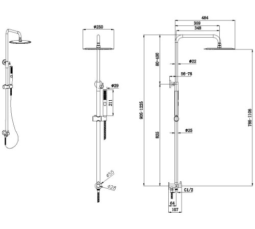 Душевая стойка Allen Brau Priority 5.31031-BN никель браш