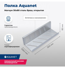 Полка Aquanet Магнум 30x8 сталь браш, открытая