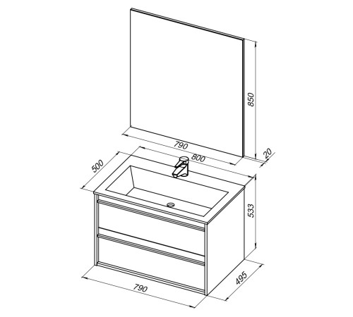 Мебель для ванной Aquanet Lino 80 Дуб Веллингтон