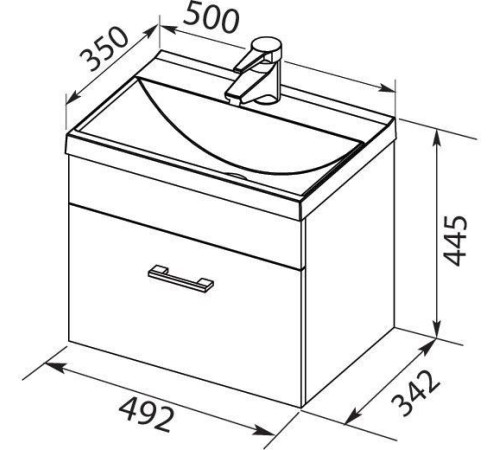 Тумба с раковиной Aquanet Верона 50 белый (подвесная 1 ящик)