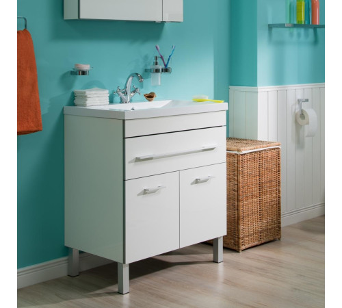 Тумба с раковиной Aquanet Верона 75 белый (напольная 1 ящик 2 дверцы)