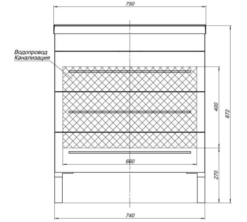Тумба с раковиной Aquanet Верона 75 белый (напольная 3 ящика)