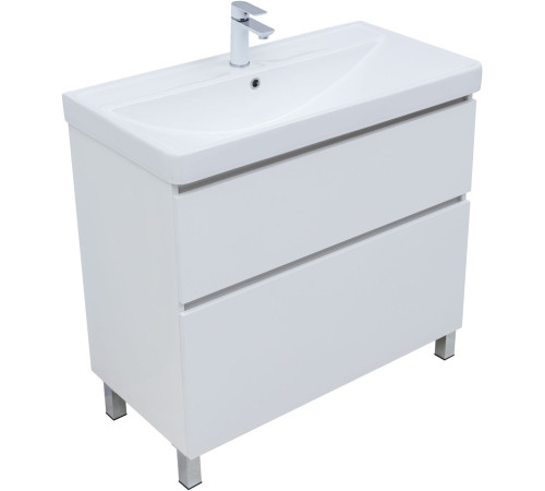 Тумба под раковину Aquanet Вега 90 напольная, белый глянец